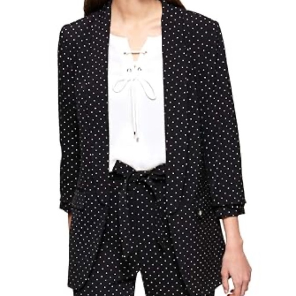 Tommy Hilfiger Polka Dot Open Blazer Jacket - Black